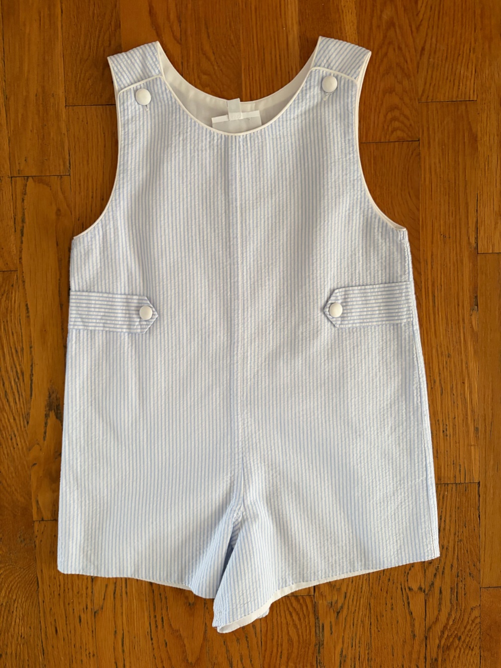 Toddler Light Blue Seersucker Romper - Classic Summer Playsuit